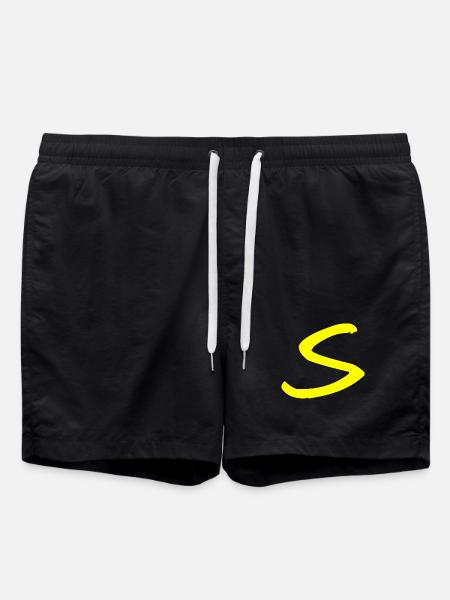 Buchstabe S - Badeshorts - Schwarz