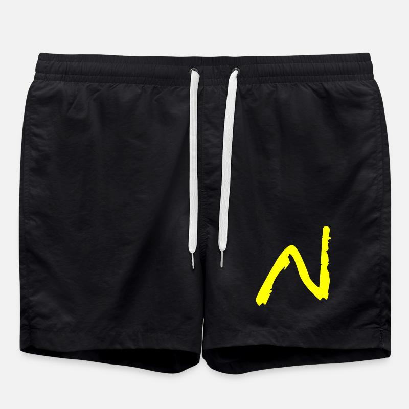 Buchstabe N - Badeshorts - Schwarz