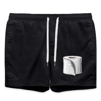 Toilettenpapier - Badeshorts - Schwarz - Vorne - AI Model Male 185 light (185cm)