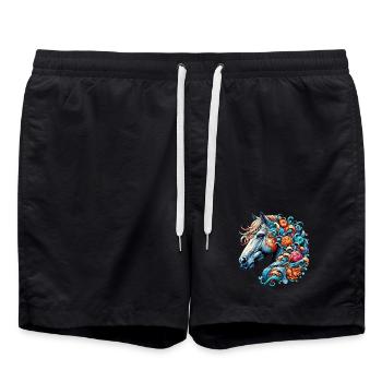 Horse - Swim Trunks - black - Front - AI Model Male 185 light (185cm)
