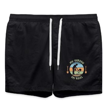lustige Sprüche Gärtner Gartenliebe retro Logo - Badeshorts - Schwarz - Vorne - AI Model Male 185 light (185cm)
