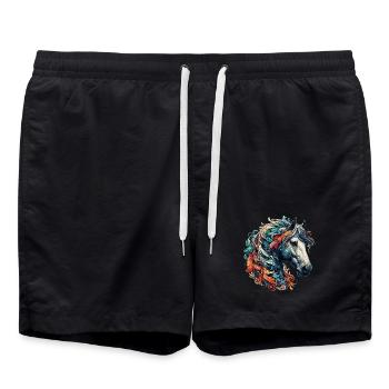 Horse - Swim Trunks - black - Front - AI Model Male 185 light (185cm)