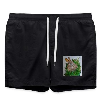 EG Hase I Tier I Ostern I Geschenkidee I Urlaub - Badeshorts - Schwarz - Vorne - AI Model Male 185 light (185cm)