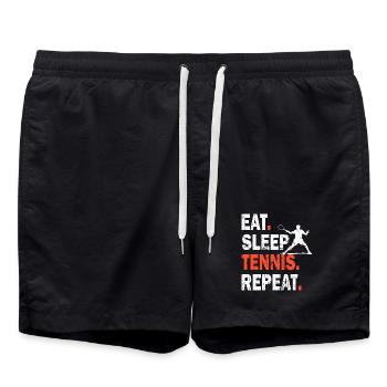 Tennis Shirt Eat Sleep Tennis Repeat Design - Swim Trunks - black - Front - AI Model Male 185 light (185cm)