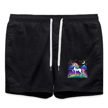 Zauberwelt des Einhorns - Badeshorts - Schwarz - Vorne - AI Model Male 185 light (185cm)