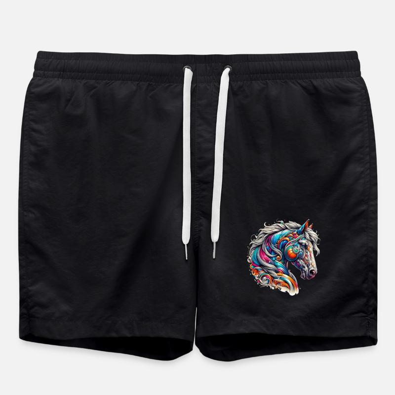 Pferd - Badeshorts - Schwarz