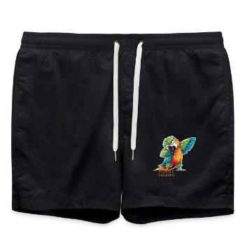 Perrot synchronisiert Gefiederte Scherben Der tropische Papagei - Badeshorts - Schwarz - Vorne - AI Model Male 185 light (185cm)