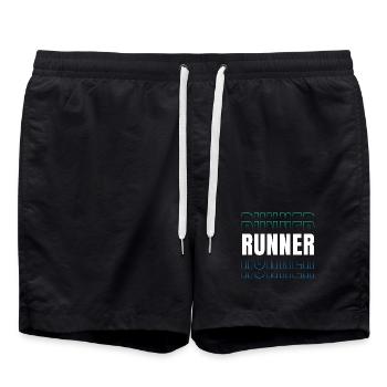 Runner Typo Muster Laufsport Kollektion - Badeshorts - Schwarz - Vorne - AI Model Male 185 light (185cm)