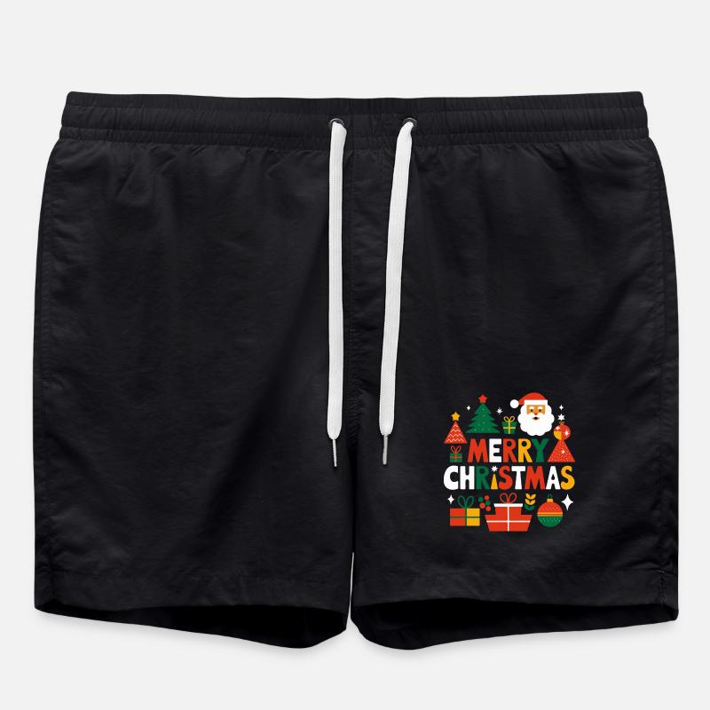 Vibrant Merry Christmas Design - Swim Trunks - black