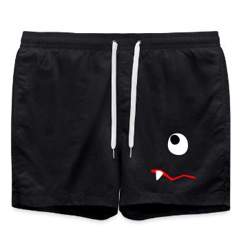Monster Halloween traurig Comic Zombie Zahn Zyklop - Badeshorts - Schwarz - Vorne - AI Model Male 185 light (185cm)
