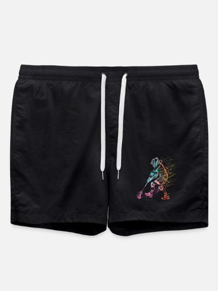 Lacrosse Player Sketch - Swim Trunks - black