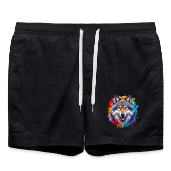 Wolf - Badeshorts - Schwarz - Vorne - AI Model Male 185 light (185cm)