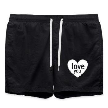Ich liebe dich, Weiß - Badeshorts - Schwarz - Vorne - AI Model Male 185 light (185cm)