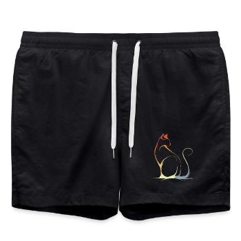 Cat Drawing Vintage - Swim Trunks - black - Front - AI Model Male 185 light (185cm)
