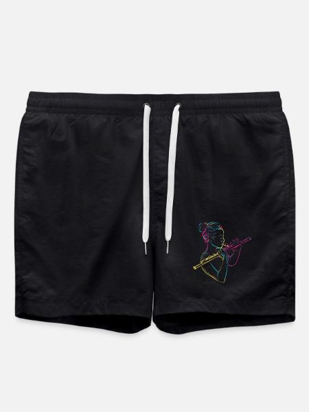 Flute Girl 80s - Swim Trunks - black
