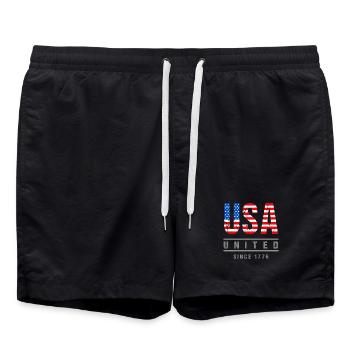 U.S. flag of the United States since 1776 - Swim Trunks - black - Front - AI Model Male 185 light (185cm)