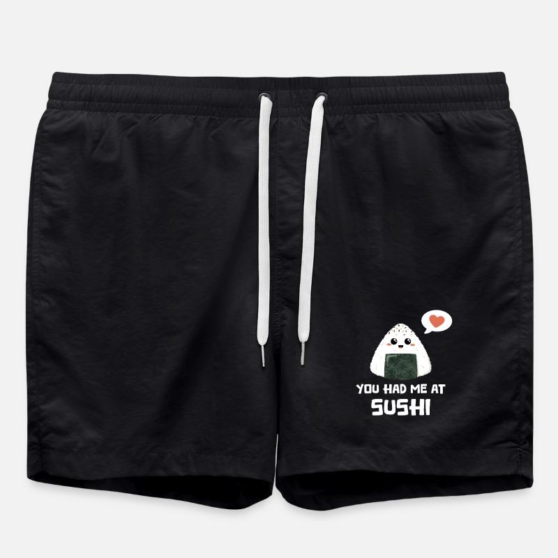 Sushi onigiri disant drôle - Short de bain - noir