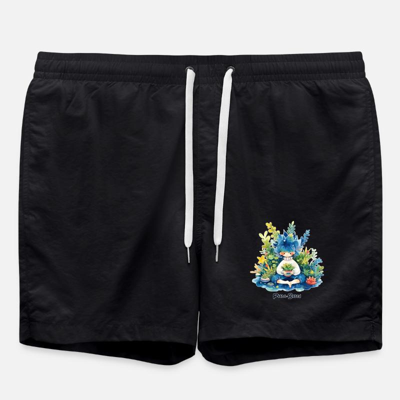 Pflanzlich - Badeshorts - Schwarz