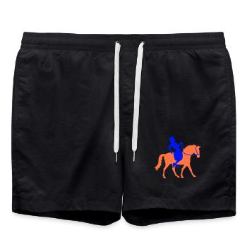 Pferd Mann Schnell Reiten Silhouette Reiter Junge - Badeshorts - Schwarz - Vorne - AI Model Male 185 light (185cm)