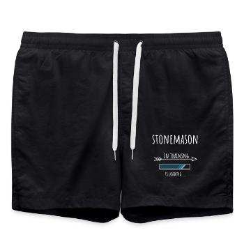 Cadeau tailleur de pierre Profession Éducation - Short de bain - noir - Devant - AI Model Male 185 light (185cm)
