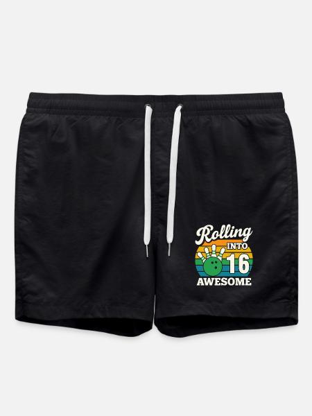 Rolling into 16 Birthday Celebration - Swim Trunks - black