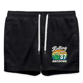 Bowling 37e anniversaire célébration graphique - Short de bain - noir - Devant - AI Model Male 185 light (185cm)