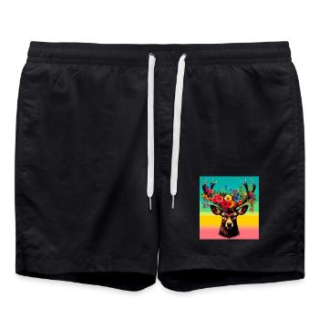 Deer - Swim Trunks - black - Front - AI Model Male 185 light (185cm)