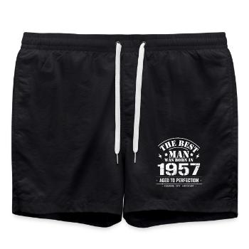 Né(e) en 1957 Anniversaire 1957 - 68 ans Rétro - Short de bain - noir - Devant - AI Model Male 185 light (185cm)