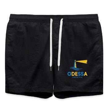 Phare d’Odessa Scène de Nuit Tee - Short de bain - noir - Devant - AI Model Male 185 light (185cm)