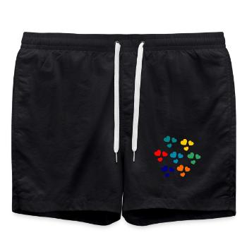 HEART. COUPLE. VALENTINE'S DAY. JUST MARRIED. Bachelorette party. - Swim Trunks - black - Front - AI Model Male 185 light (185cm)
