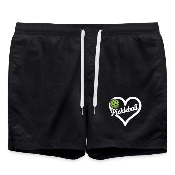 Pickleball Herz - Badeshorts - Schwarz - Vorne - AI Model Male 185 light (185cm)