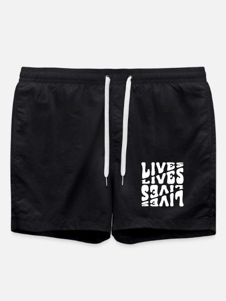 Living Life Motifs Text - Swim Trunks - black