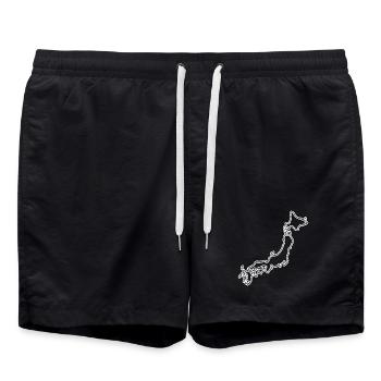 Japan Outline – Minimalist Map Design - Swim Trunks - black - Front - AI Model Male 185 light (185cm)