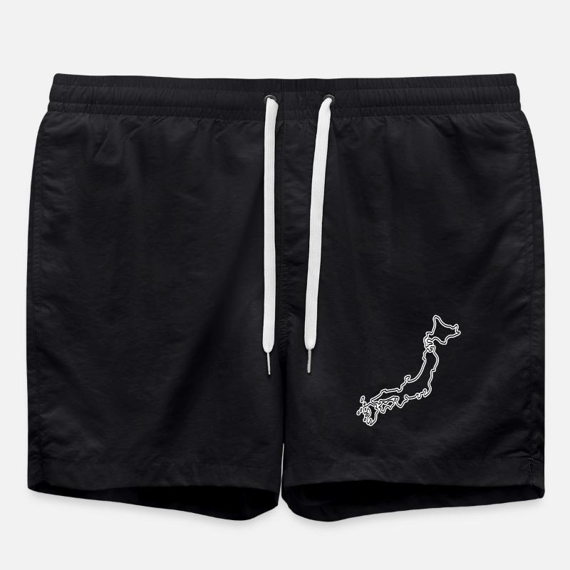 Japan Outline – Minimalistisches Kartendesign - Badeshorts - Schwarz