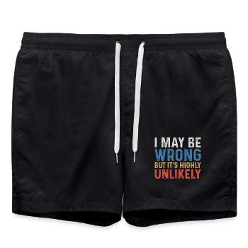 Ich mag mich irren, aber es ist höchst unwahrscheinlich - Badeshorts - Schwarz - Vorne - AI Model Male 185 light (185cm)