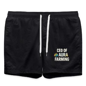 Aura Farming PDG Marque Drôle de dicton - Short de bain - noir - Devant - AI Model Male 185 light (185cm)