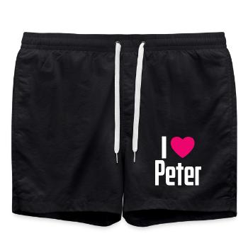 I Love Peter Pinkes Herz Ich liebe Peter - Badeshorts - Schwarz - Vorne - AI Model Male 185 light (185cm)