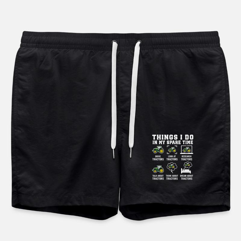 Funny Tractors Lover Things I Do In My Spare Time - Swim Trunks - black