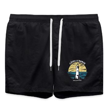 Côtes-d'Armor 22 Bretagne Littoral Sauvage Phare - Short de bain - noir - Devant - AI Model Male 185 light (185cm)