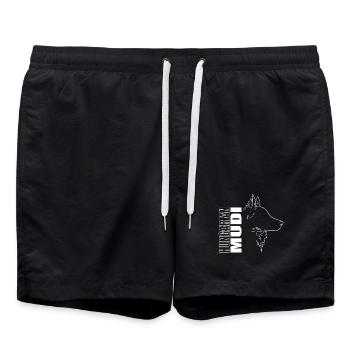 Hungarian Mudi Profil Hunde Hund Wilsigns - Badeshorts - Schwarz - Vorne - AI Model Male 185 light (185cm)