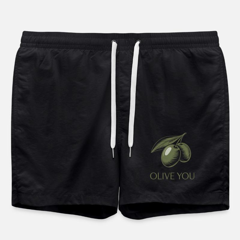 Olive You – Clean Minimal - Badeshorts - Schwarz