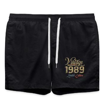 Millésime 1989 Édition limitée Naissance Année 1989 - Short de bain - noir - Devant - AI Model Male 185 light (185cm)