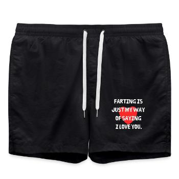 Furz als Liebesgeständnis mit Herz - Badeshorts - Schwarz - Vorne - AI Model Male 185 light (185cm)
