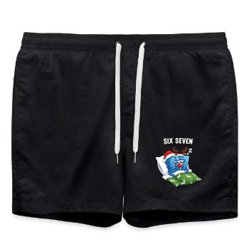 67 Six Seven Meme Weihnachten Pyjama - Badeshorts - Schwarz - Vorne - AI Model Male 185 light (185cm)