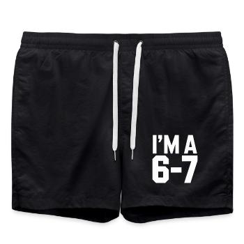 I'M A 6 7 Funny Saying Humor - Swim Trunks - black - Front - AI Model Male 185 light (185cm)
