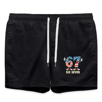 US Flag 67 Memes Six Seven - Short de bain - noir - Devant - AI Model Male 185 light (185cm)