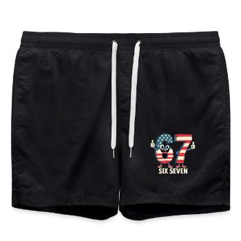 US Flag 67 Memes Six Seven - Short de bain - noir - Devant - AI Model Male 185 light (185cm)
