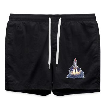 Astronomy Space Rocket Launch Exploration - Swim Trunks - black - Front - AI Model Male 185 light (185cm)