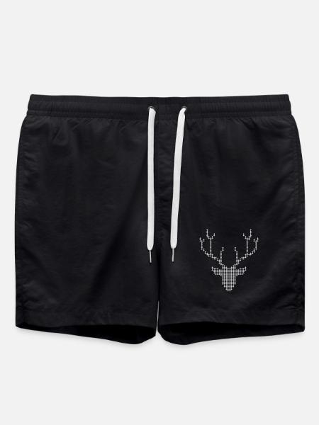 Pixel Deer-Geweihe - Badeshorts - Schwarz