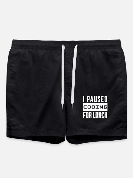 Nerd Coding , I Paused Coding for Lunch - Badeshorts - Schwarz